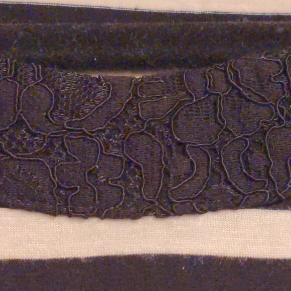 Karl Lagerfeld Womens T-Shirt Black Striped Cap Sleeve Scoop Neck Stretch Lace S - Picture 3 of 9